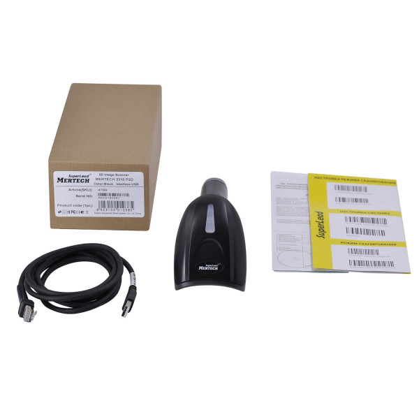 Ручной сканер штрих-кода MERTECH 2310 P2D SUPERLEAD USB Black 3m cable